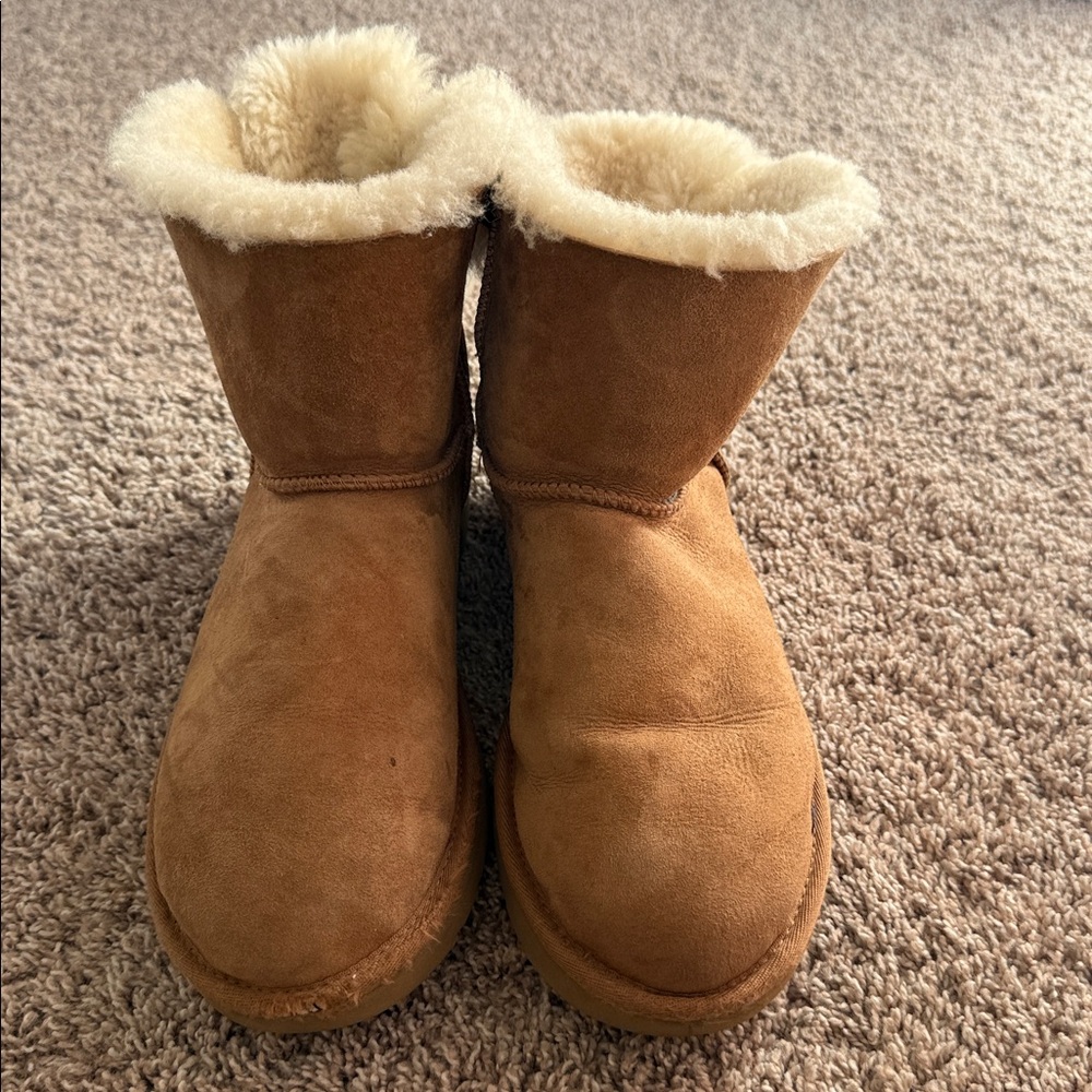 Cozy Tan Ugg Bow Shearling Boots